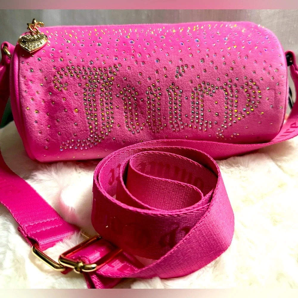 NEW Juicy Couture Pink Fuzzy Roll Crossbody Bag